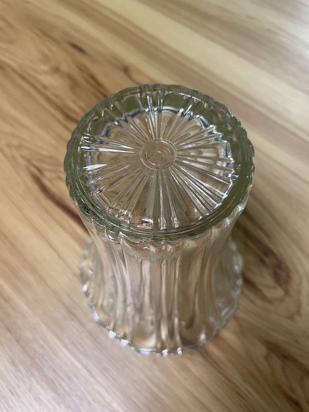 Clear Glass Vase 7.5 Inch Ribbed Pattern Flared Top - Picture 3 of 4